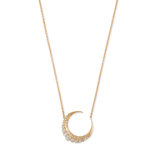 jacquie aiche Small Opal Crescent Moon Necklace