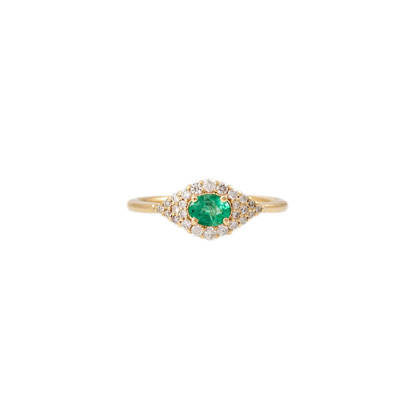 jacquie aiche Small Pave Emerald Center Eye Ring