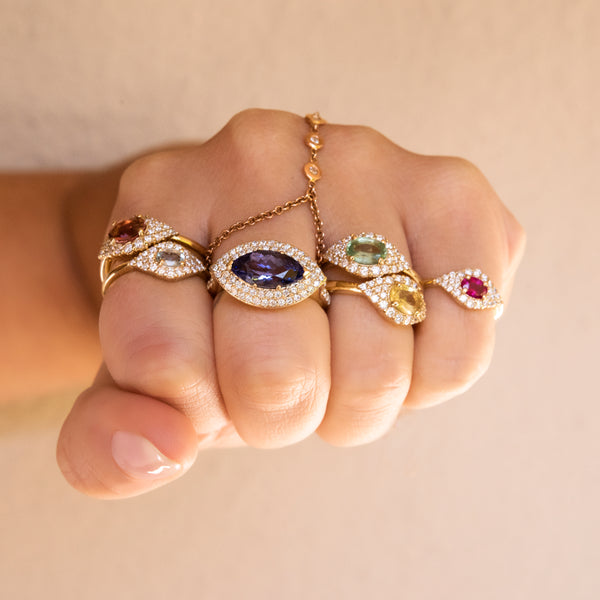 Jacquie Aiche Small Pave Ruby Center Eye Ring