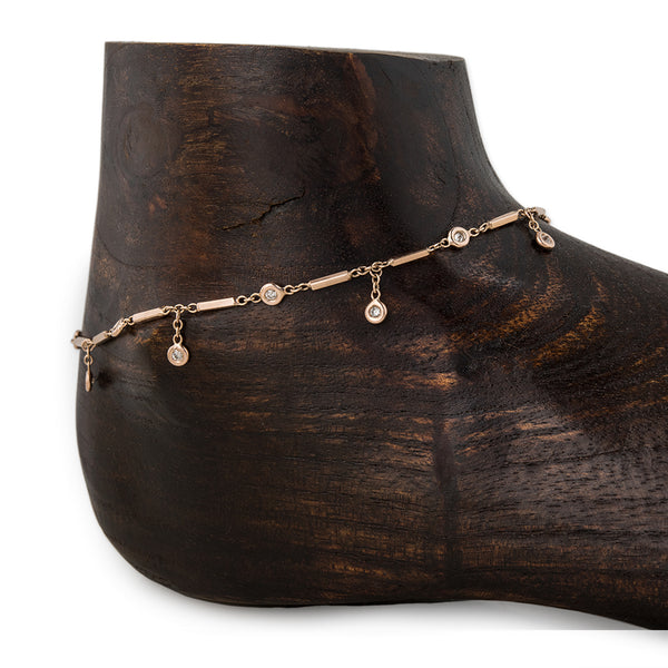 jacquie aiche Smooth Bar Diamond Shaker Anklet