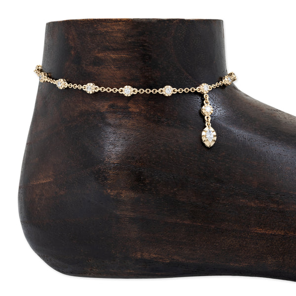 jacquie aiche Sophia Diamond + Marquise Drop Anklet
