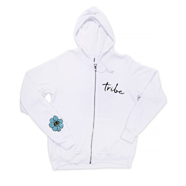 Jacquie Aiche SWEET LEAF CROWN WHITE ZIP HOODIE