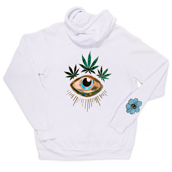 jacquie aiche SWEET LEAF CROWN WHITE ZIP HOODIE