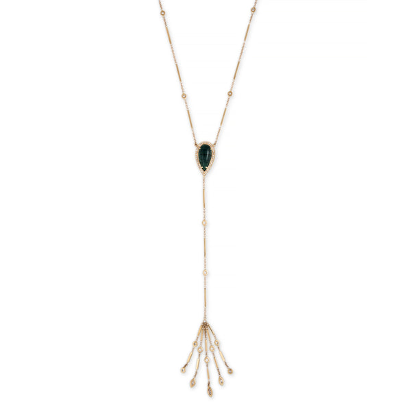 jacquie aiche TEAL TOURMALINE SHAKER Y NECKLACE