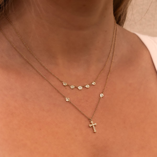 Jacquie Aiche Tiny Pave Diamond Cross Necklace