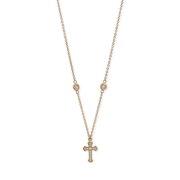 jacquie aiche Tiny Pave Diamond Cross Necklace