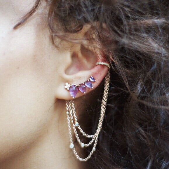 Jacquie Aiche TRIPLE CHAIN EAR CUFF