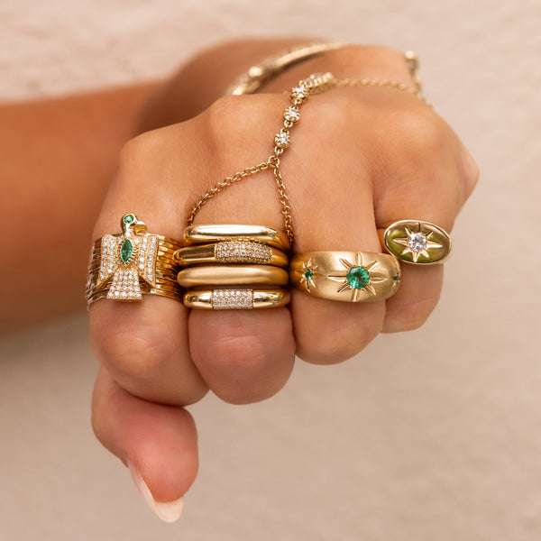 Jacquie Aiche Triple Emerald Starburst Dome Ring