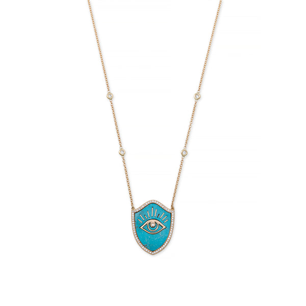 jacquie aiche TURQUOISE EYE SHIELD NECKLACE