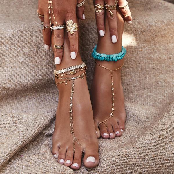 Jacquie Aiche Turquoise Nugget Bead Anklet