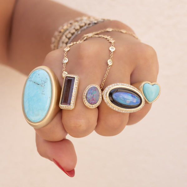 Jacquie Aiche X Large Smooth Oval Turquoise Ring