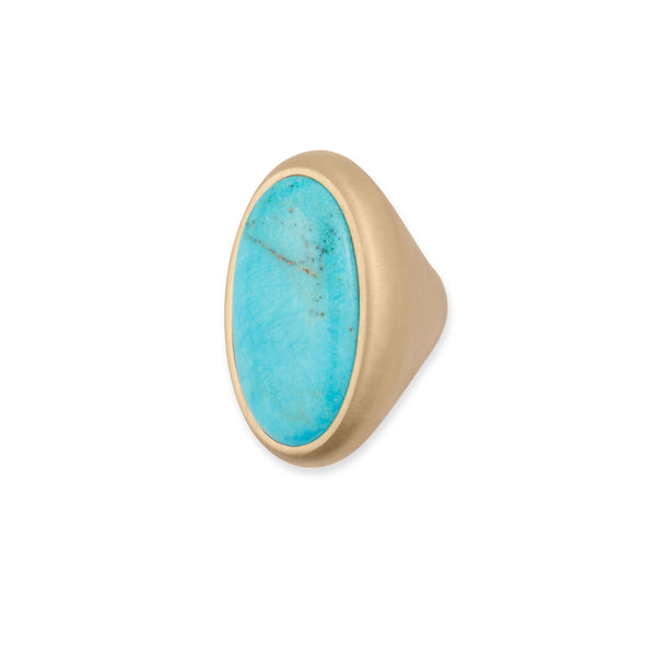 jacquie aiche X Large Smooth Oval Turquoise Ring