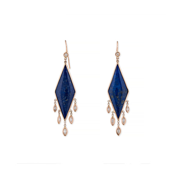 jacquie aiche LAPIS KITE + MARQUISE DIAMOND SHAKER EARRINGS