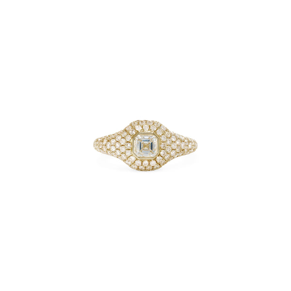 jacquie aiche Large Asscher Diamond Pave Signet Ring