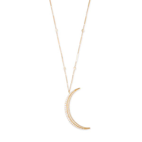 jacquie aiche Large Graduated Diamond Sliver Crescent Moon Smooth Bar Necklace