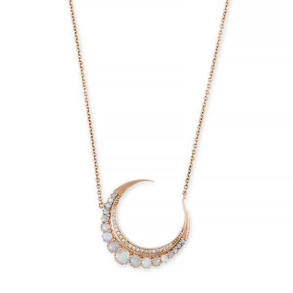 jacquie aiche Large Graduated Opal Crescent Moon Necklace