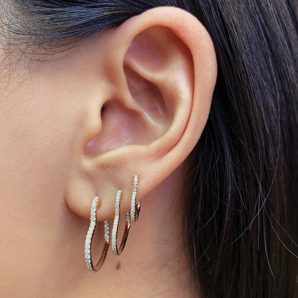 Jacquie Aiche Large Inside Out Pave Diamond Heart Shape Mini Hoop