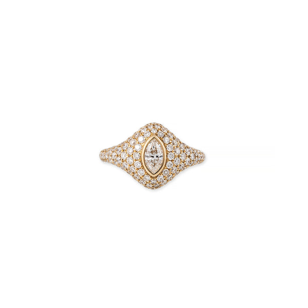jacquie aiche Large Marquise Diamond Pave Signet Ring