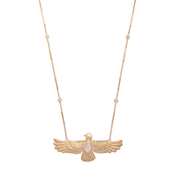 jacquie aiche Large Marquise Diamond Thunderbird Smooth Bar Necklace