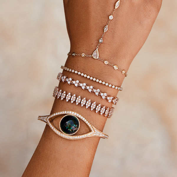 Jacquie Aiche Large Opal Center Pave Eye Cuff Bracelet