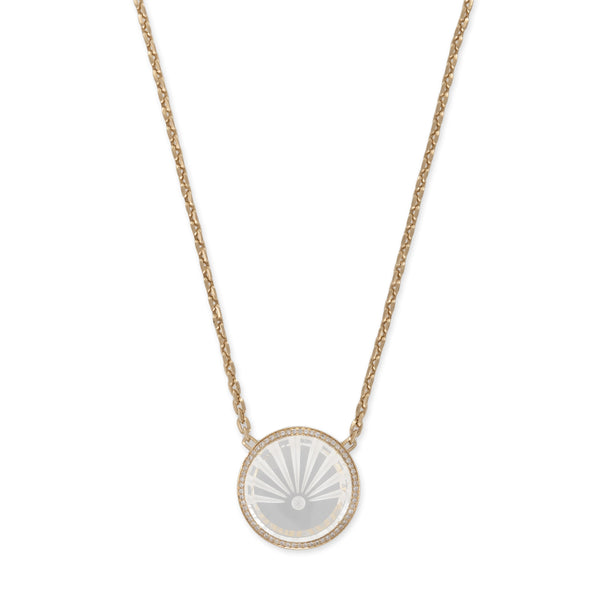 jacquie aiche Large Pavé Carved Sunshine Clear Quartz Round Moe Chain Necklace