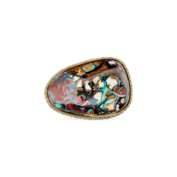 jacquie aiche Large Pave Horizontal Freeform Koroit Opal Starburst Sides Ring