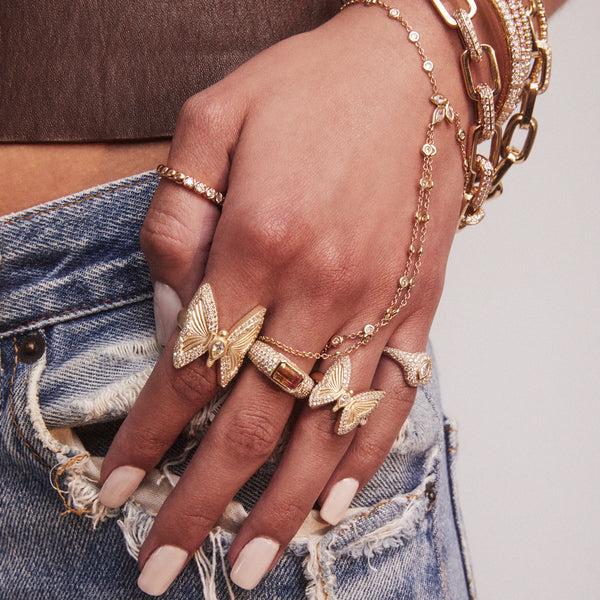 Jacquie Aiche Large Pave Teardrop Diamond Center Butterfly Ring