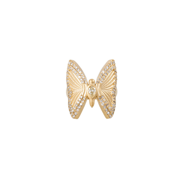 jacquie aiche Large Pave Teardrop Diamond Center Butterfly Ring