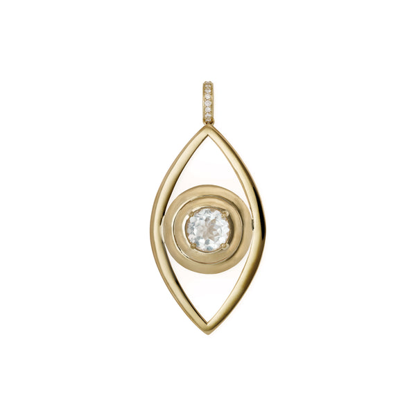 jacquie aiche Large Round White Topaz Center Vertical Eye Charm