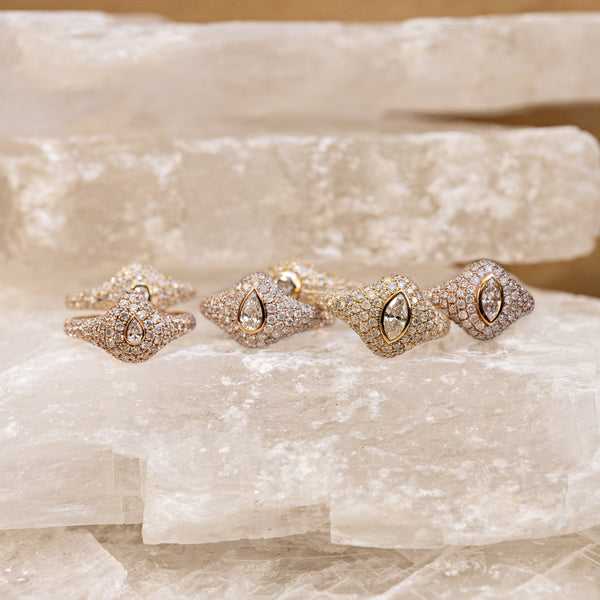 Jacquie Aiche Large Teardrop Diamond Pave Signet Ring