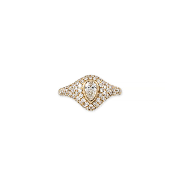 jacquie aiche Large Teardrop Diamond Pave Signet Ring