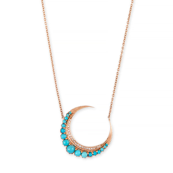jacquie aiche Large Turquoise Crescent Moon Necklace