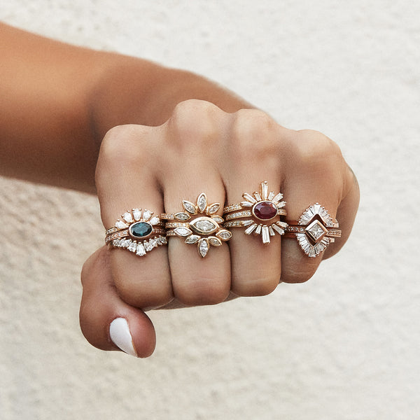 Jacquie Aiche Marquise And Teardrop Diamond Curved Band