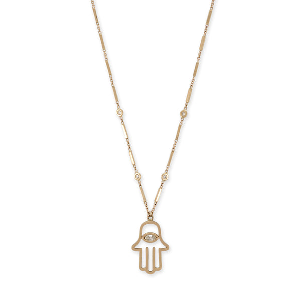 jacquie aiche MARQUISE DIAMOND CUT OUT HAMSA NECKLACE