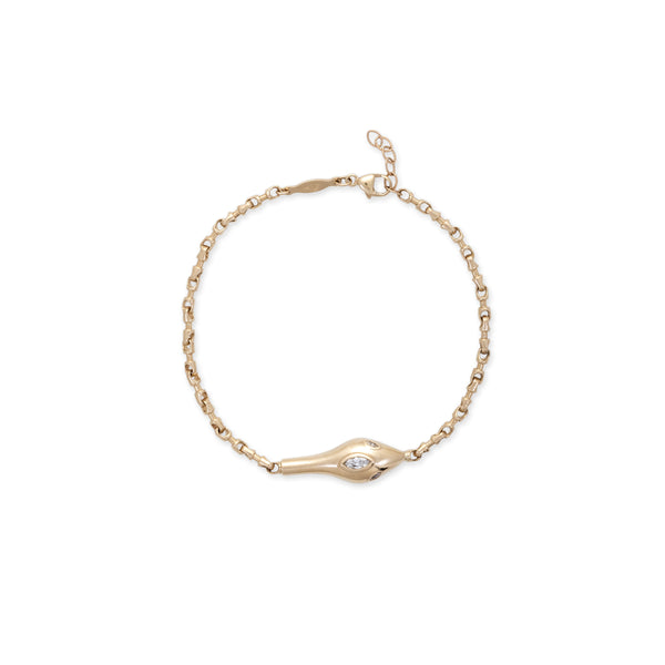 Jacquie Aiche Marquise Diamond Snake Head Rolo Chain Bracelet