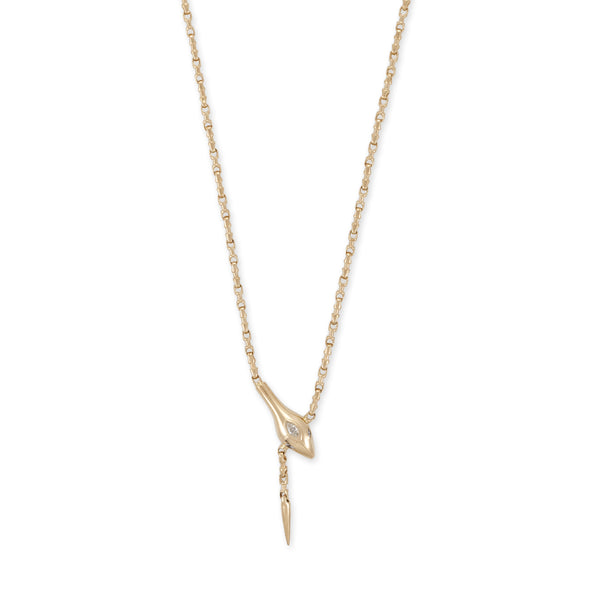 jacquie aiche Marquise Diamond Snake Head Rolo Chain Short Y Necklace