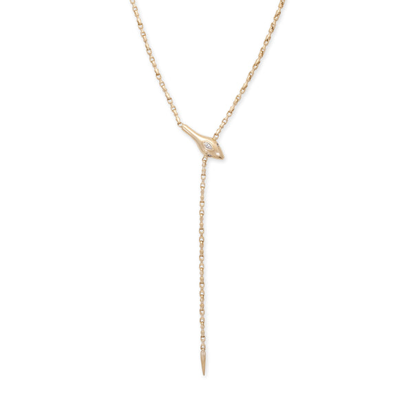 jacquie aiche Marquise Diamond Snake Head Rolo Chain Y Necklace