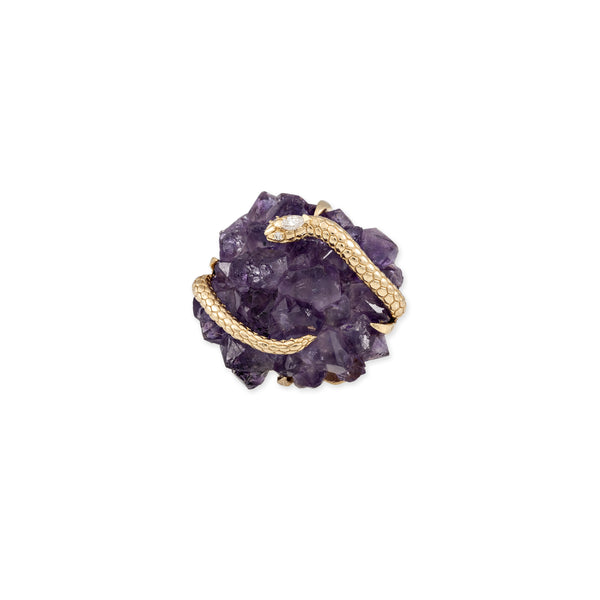 jacquie aiche Marquise Diamond Textured Wrapped Snake Amethyst Cluster Ring