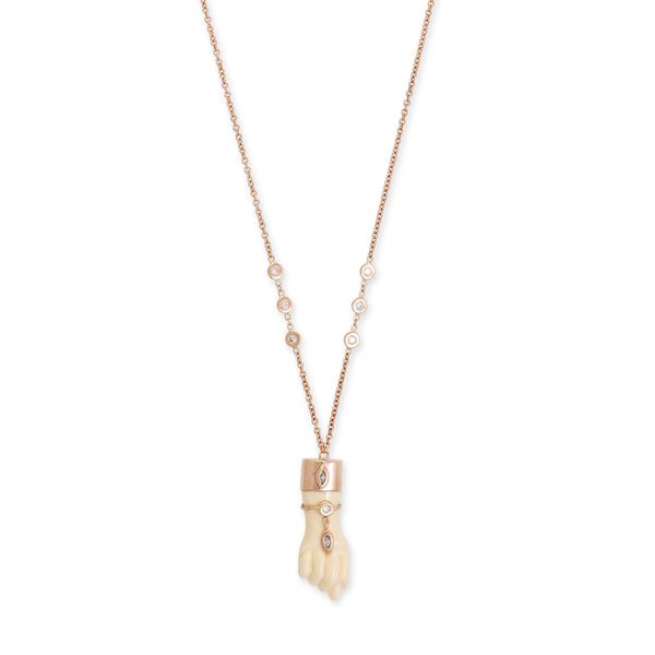 jacquie aiche MARQUISE + ROUND DIAMOND BONE FIGA NECKLACE