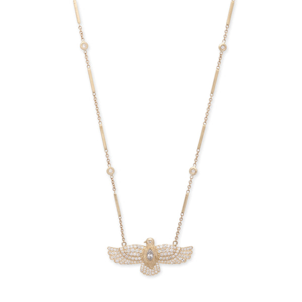jacquie aiche Medium Pavé Thunderbird Diamond Smooth Bar Necklace