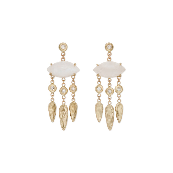 jacquie aiche Moonstone Marquise + Diamond Hammered Teardrop Chandelier Drop Stud Earrings