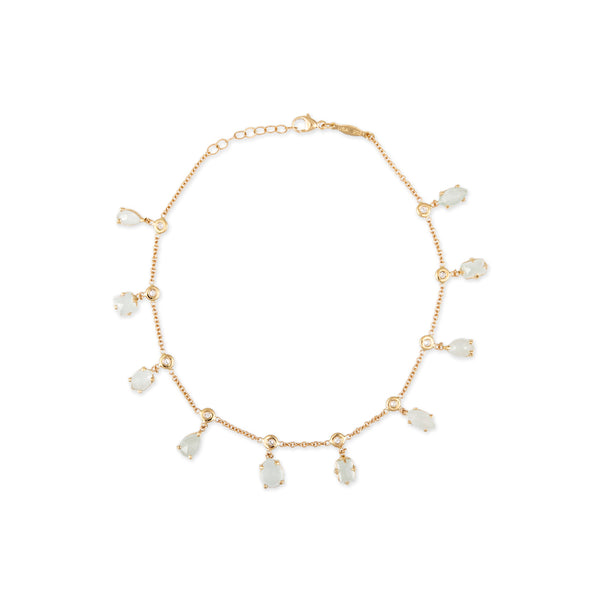 Jacquie Aiche Multi Shape Aquamarine + Diamond Shaker Anklet