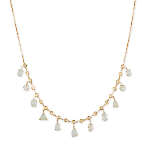 jacquie aiche Multi Shape Aquamarine + Diamond Shaker Necklace