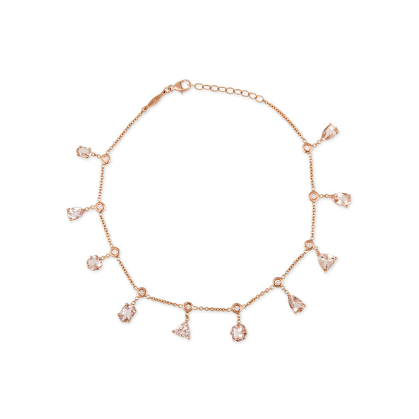 Jacquie Aiche Multi Shape Morganite + Diamond Shaker Anklet