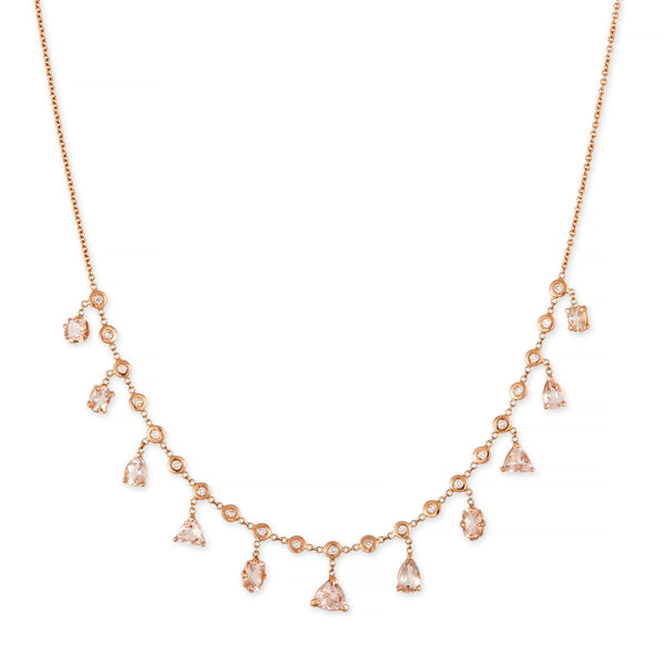 jacquie aiche Multi Shape Morganite + Diamond Shaker Necklace