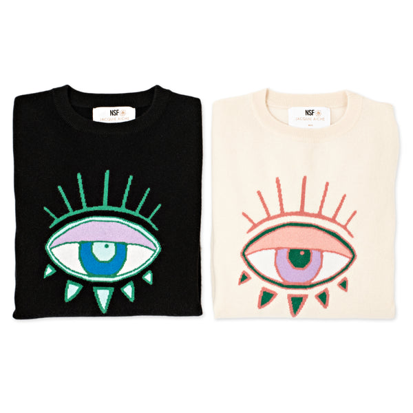 Jacquie Aiche NSF X JA TRIBE EYE BLACK CASHMERE SWEATER
