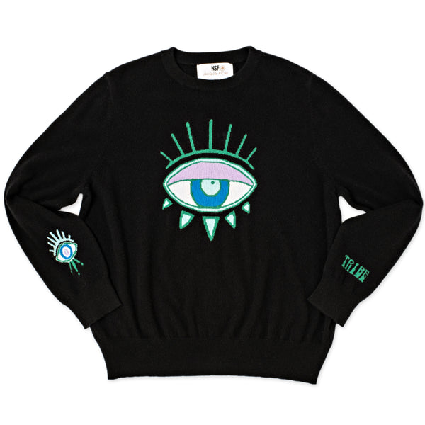 jacquie aiche NSF x JA TRIBE EYE BLACK CASHMERE SWEATER