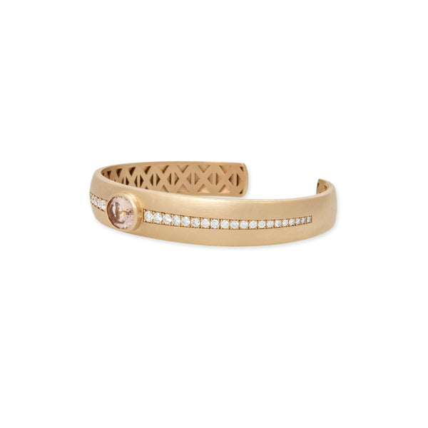 Jacquie Aiche Oval Morganite Center + Graduated Pave Cuff