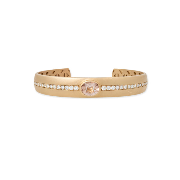 jacquie aiche Oval Morganite Center + Graduated Pave Cuff