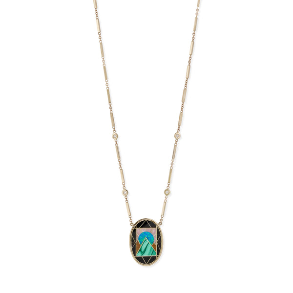 jacquie aiche Oval Pyramid Scenic Gemstone Inlay Necklace
